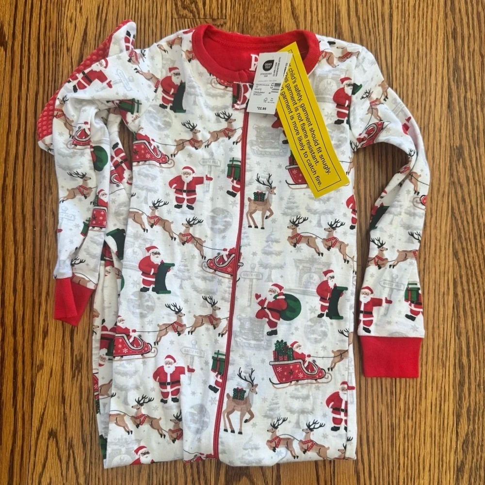Children’s Place PJ Toddler Boy's Girl's Santa Reindeer Christmas Cotton PJ 2T